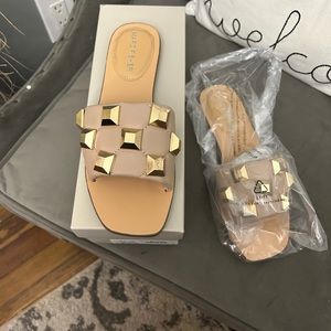 Taupe sandal.